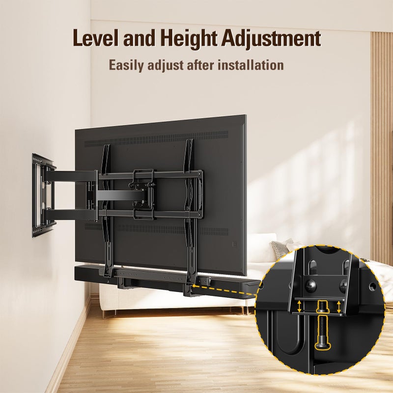 Mounting Dream Soundbar Mount, Heavy Duty Soundbar Wall Mount for Sound Bars with Holes/Without Holes Up to 26.5 LBS, Soundbar Bracket Height Adjust, No-Slip Base Holder Extends 3.44â€-6.06â€, MD5428 - Image 4